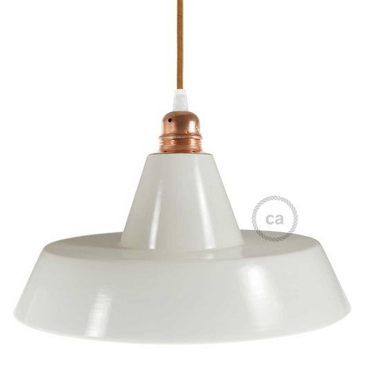 Paralume Industriale in ceramica per sospensione - Made in Italy - Bianco lucido