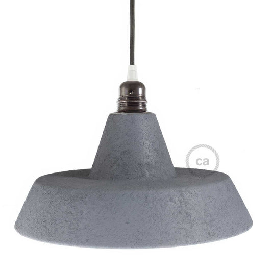Paralume Industriale in ceramica per sospensione - Made in Italy - Effetto cemento