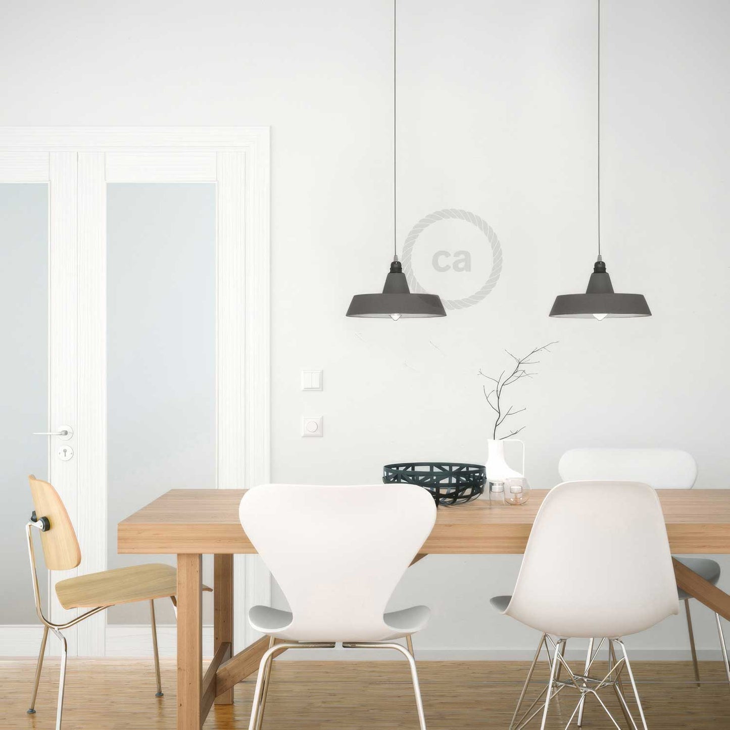 Paralume Industriale in ceramica per sospensione - Made in Italy - Effetto cemento