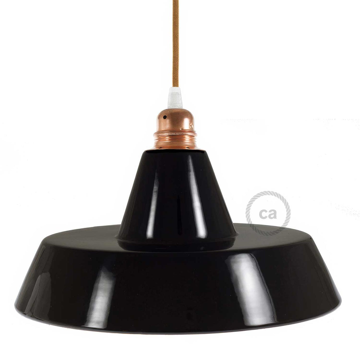Paralume Industriale in ceramica per sospensione - Made in Italy - Nero - Rame