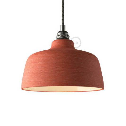Paralume Coppa in ceramica, collezione Materia - Made in Italy - Corallo striato