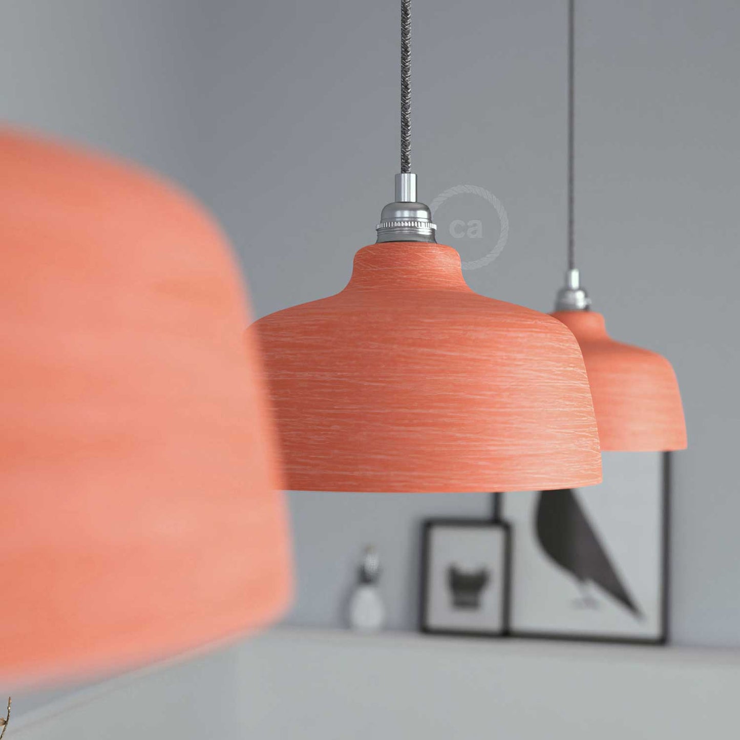 Paralume Coppa in ceramica, collezione Materia - Made in Italy - Corallo striato