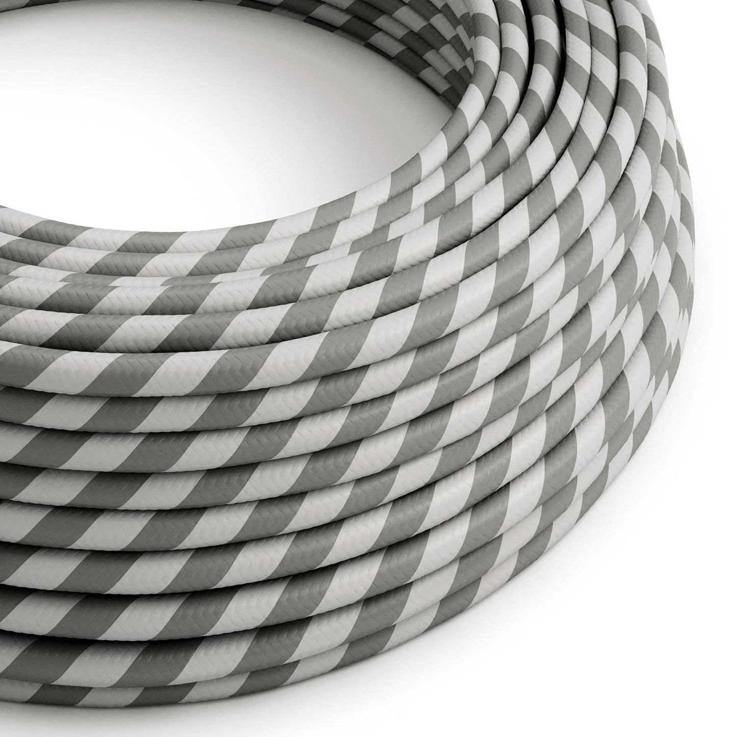 Round Electric Vertigo HD Cable covered by Silver and Gray fabric ERM55