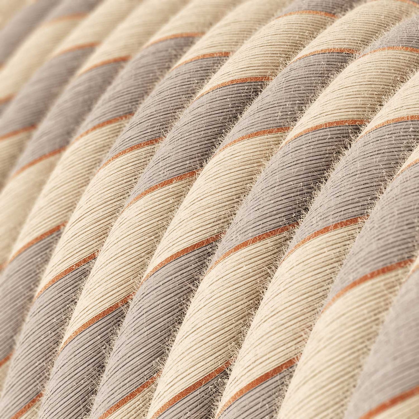 Cavo tessile Beige in cotone e lino con filo di rame Vertigo - L'Originale Creative Cables, per lampade uniche - ERR05