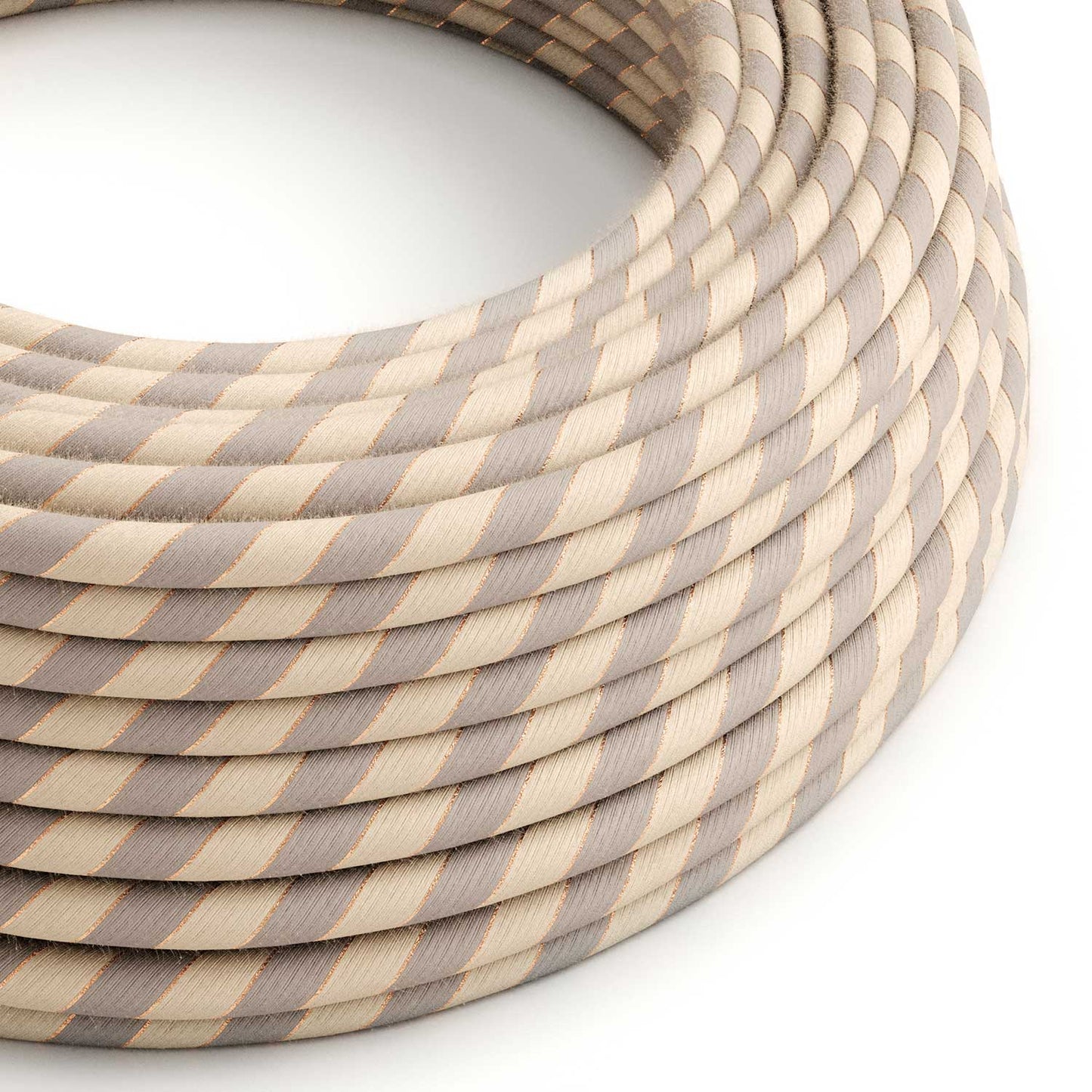 Cavo tessile Beige in cotone e lino con filo di rame Vertigo - L'Originale Creative Cables, per lampade uniche - ERR05