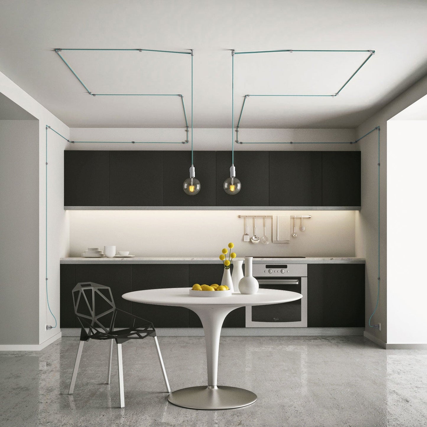 Fissaggio a parete passacavo universale per cavo tessile per illuminazione 2x0,75 e 3x0,75 - Trasparente