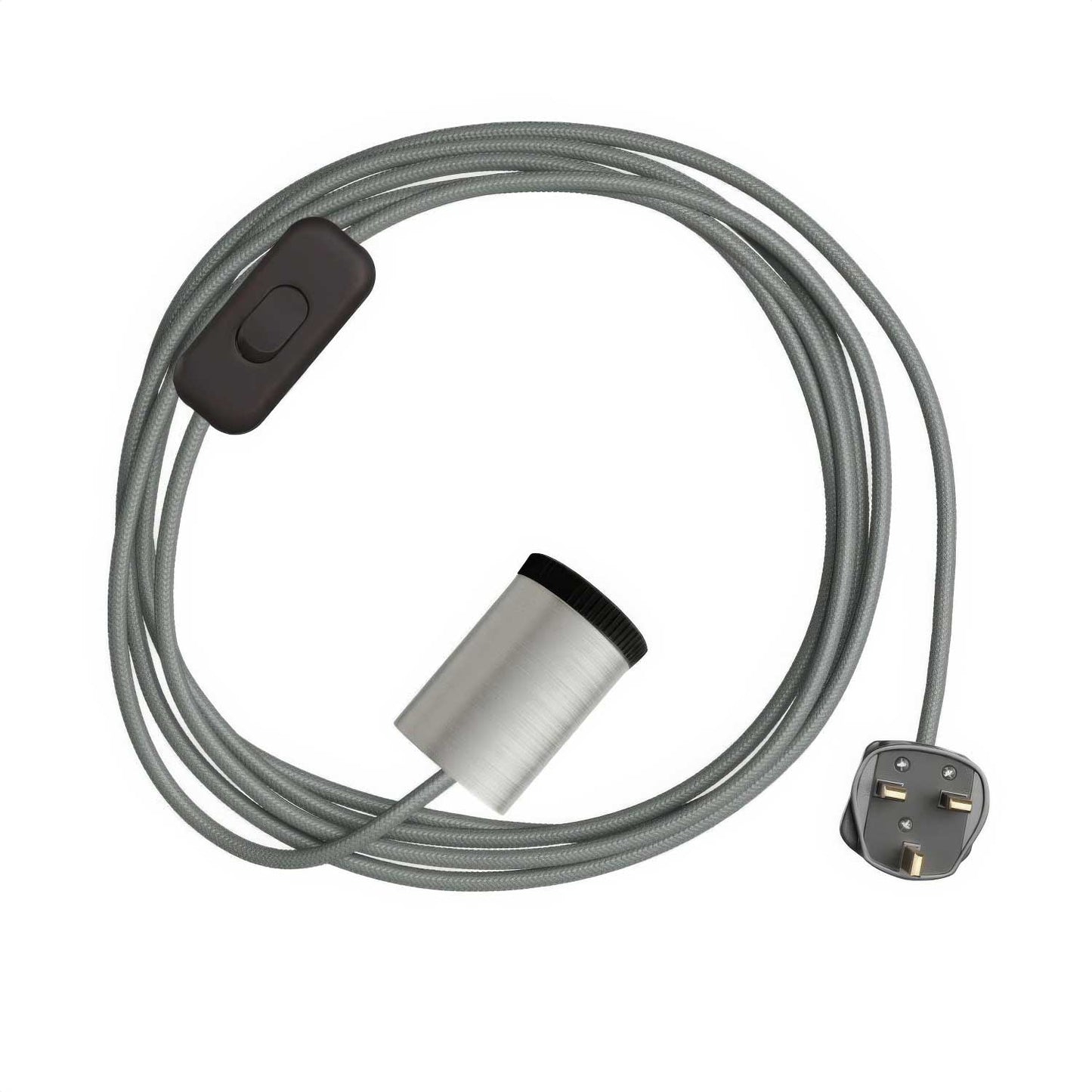 Lampada faretto Mini Spotlight GU1d0 con cablaggio SnakeBis e spina UK - Titanio satinato