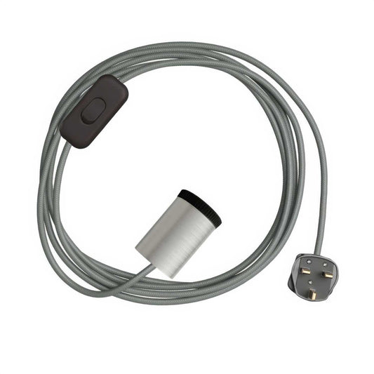 Lampada faretto Mini Spotlight GU1d0 con cablaggio SnakeBis e spina UK - Titanio satinato