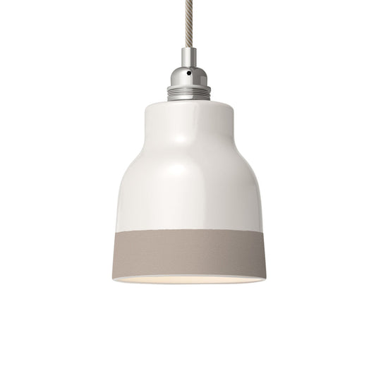 Paralume Vaso bicolore in ceramica Bianco e Tortora, collezione Materia - Made in Italy