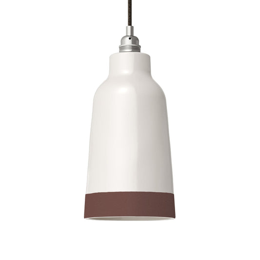 Paralume Bottiglia bicolore in ceramica Bianco e Marrone, collezione Materia - Made in Italy
