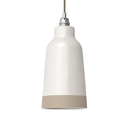 Paralume Bottiglia bicolore in ceramica Bianco e Tortora, collezione Materia - Made in Italy