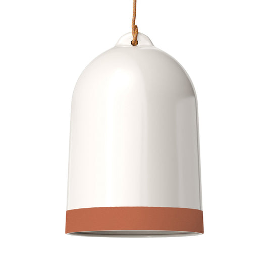 Paralume Campana XL bicolore in ceramica Bianco e Terracotta, collezione Materia - Made in Italy