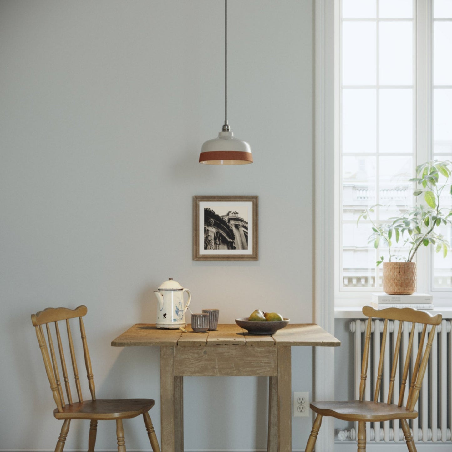 Paralume Coppa bicolore in ceramica Bianco e Terracotta, collezione Materia - Made in Italy