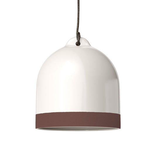 Paralume Campana M bicolore in ceramica Bianco e Marrone, collezione Materia - Made in Italy