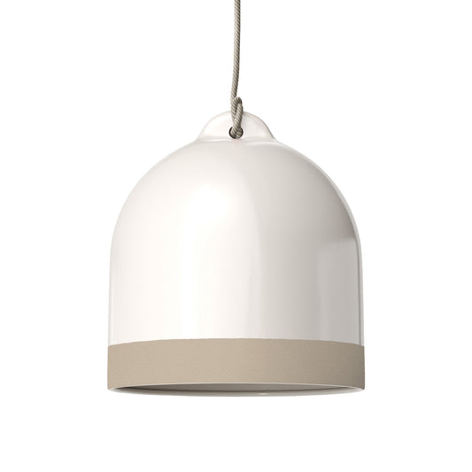 Paralume Campana M bicolore in ceramica Bianco e Tortora, collezione Materia - Made in Italy