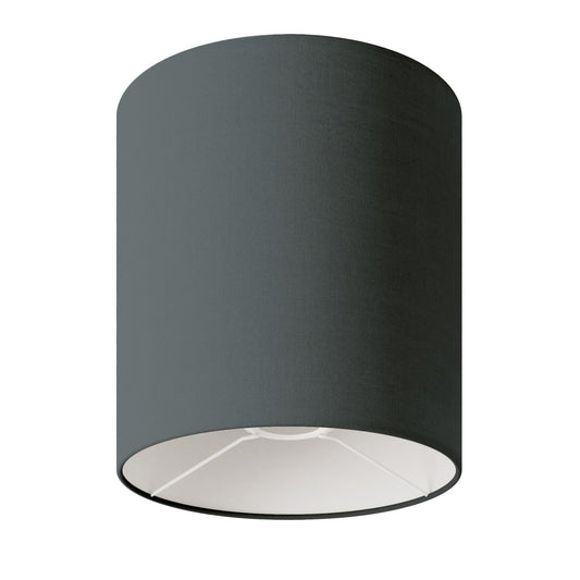 Paralume Cilindro M in tessuto con attacco E27 - Made in Italy - Teletta Grigio Scuro
