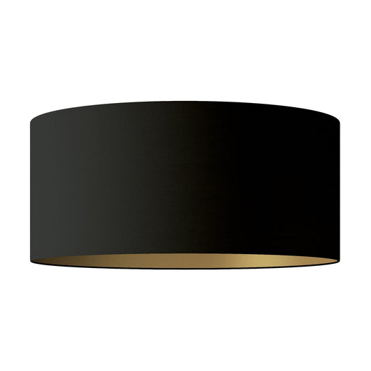 Paralume Cilindro XXL in tessuto con attacco E27 - Made in Italy - Nero/Oro