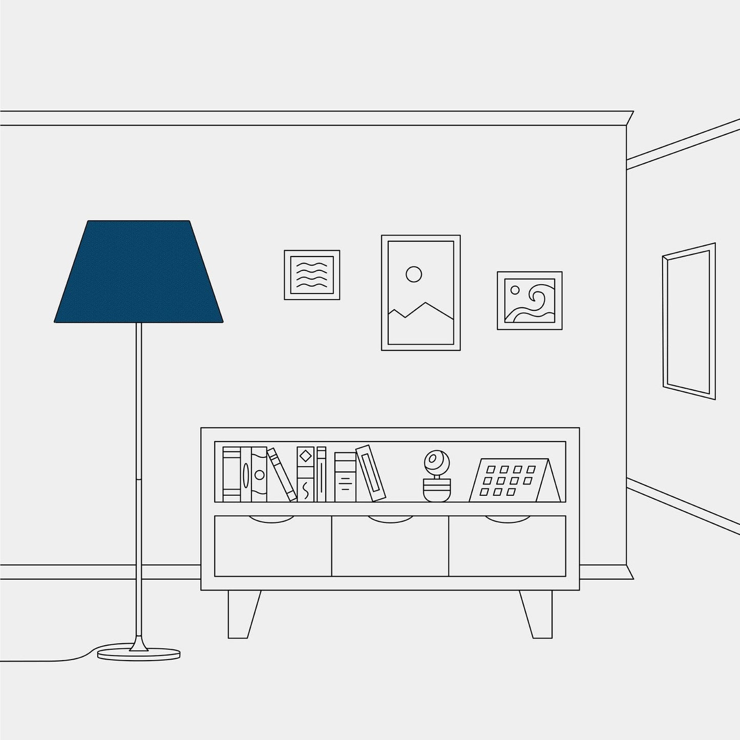 Paralume Impero L per lampada da tavolo o applique con attacco E27 - Made in Italy - Lana Blu