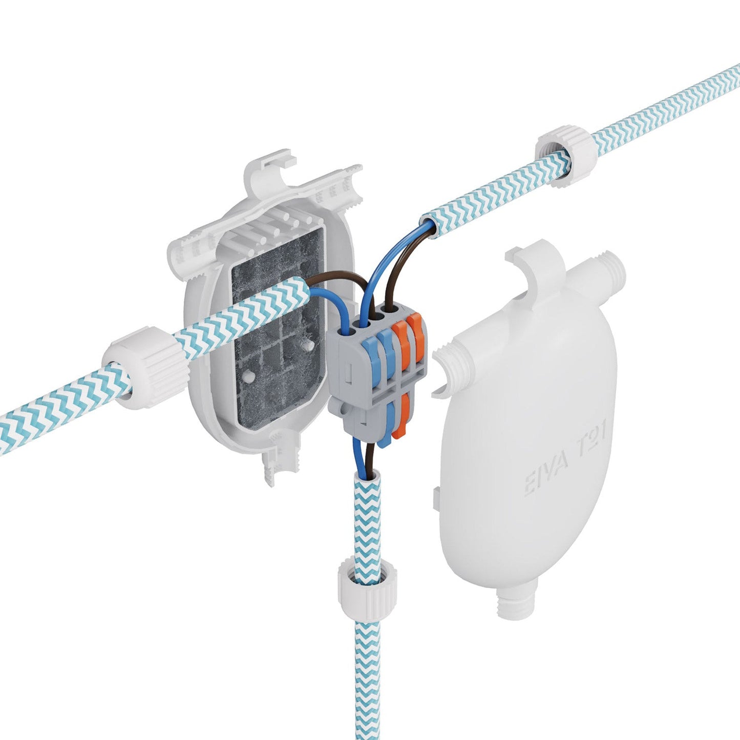 EIVA-3 Giunto a 3 vie IP65 per esterno - Sistema Modulair - Bianco