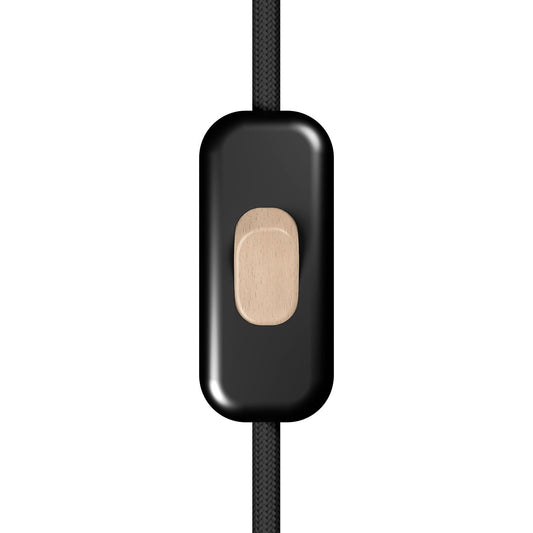 Interruttore Unipolare rompifilo Creative Switch Nero e pulsante Effetto legno