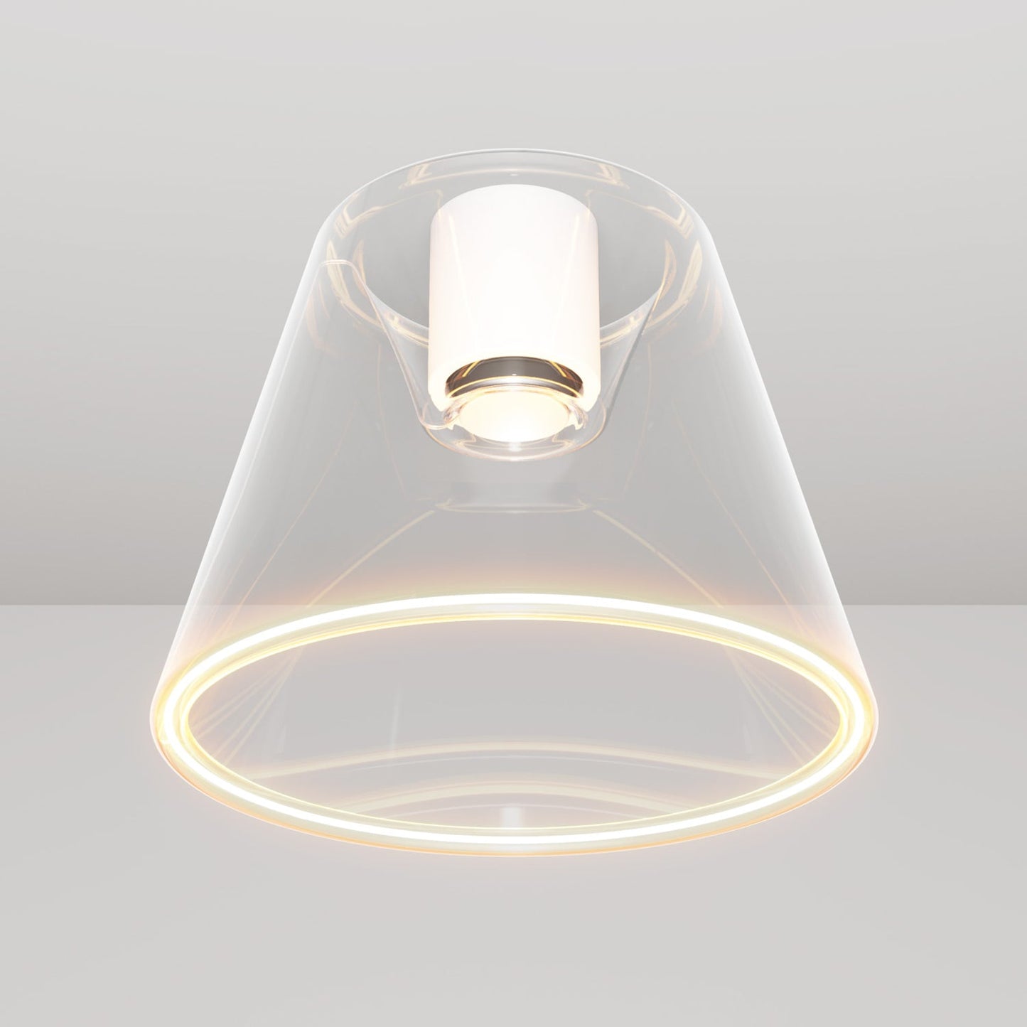 Plafoniera design con lampadina Ghost a cono trasparente - Bianco
