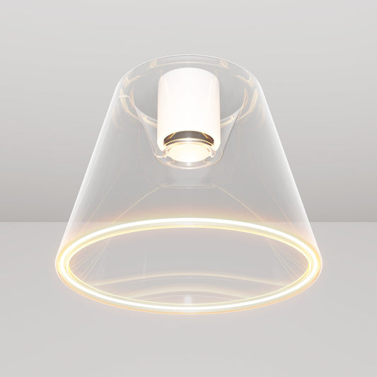 Plafoniera design con lampadina Ghost a cono trasparente - Bianco