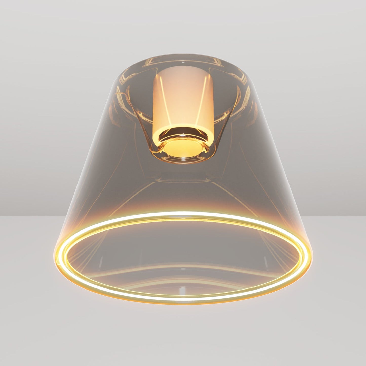 Plafoniera design con lampadina Ghost a cono smoky - Bianco