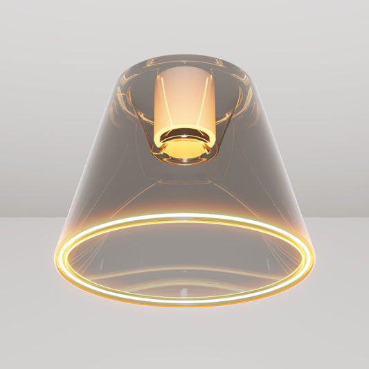 Plafoniera design con lampadina Ghost a cono smoky - Bianco