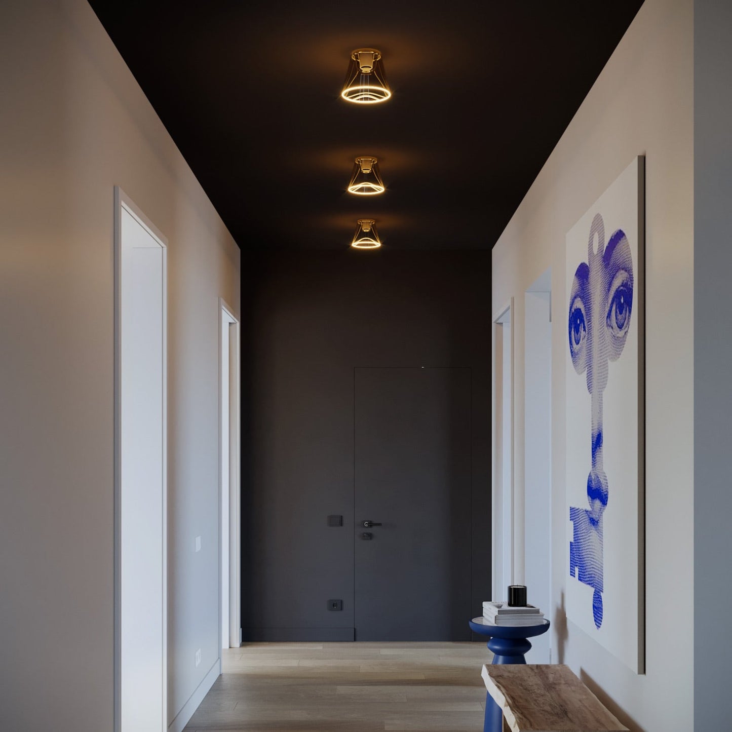 Plafoniera design con lampadina Ghost a cono smoky - Bianco