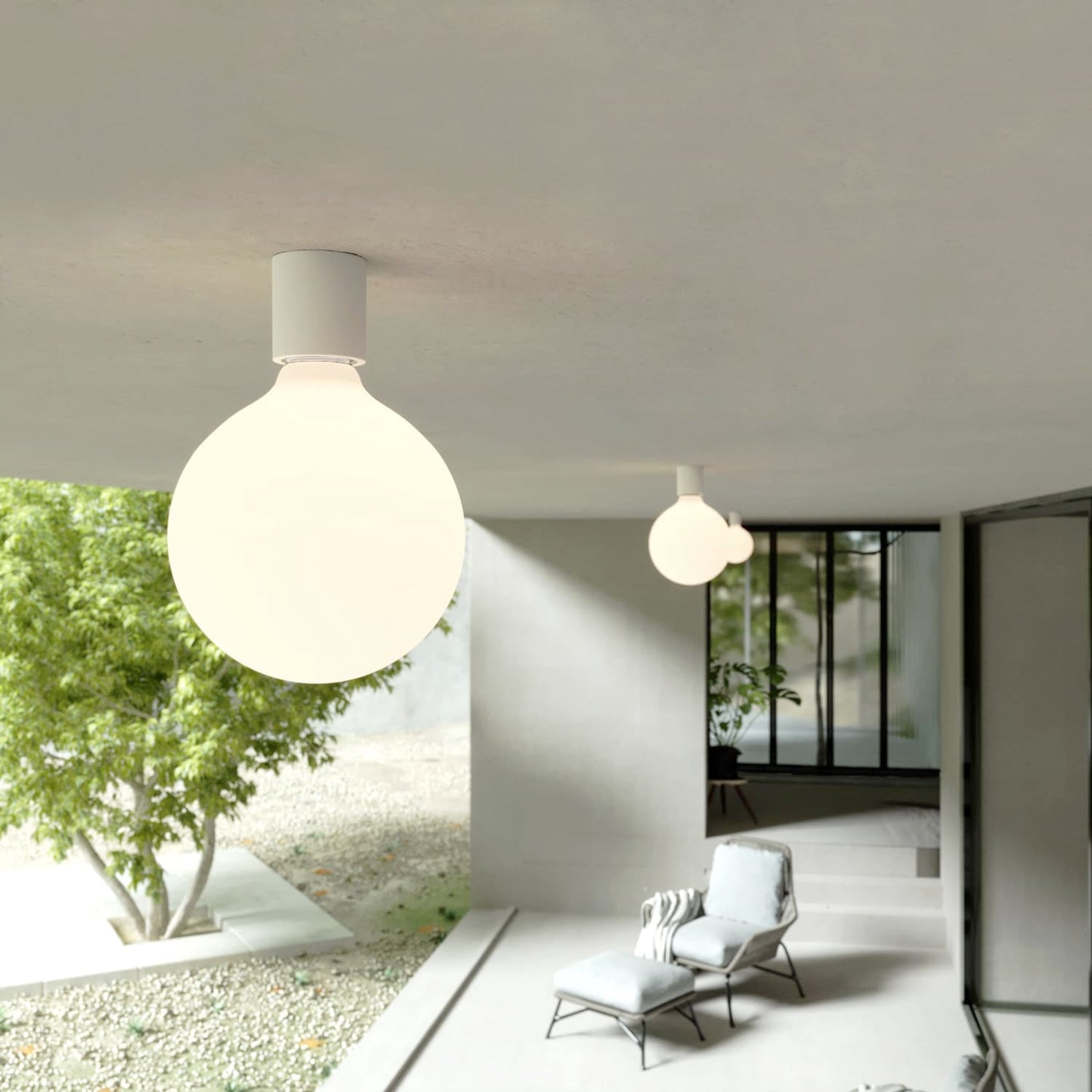 Applique Bianca con lampadina a bulbo effetto porcellana - Waterproof IP44 - IO