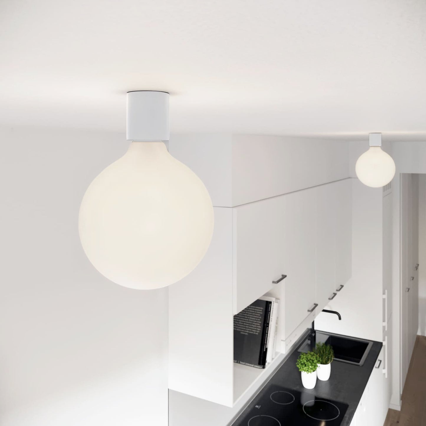 Applique Bianca con lampadina a bulbo effetto porcellana - Waterproof IP44 - IO