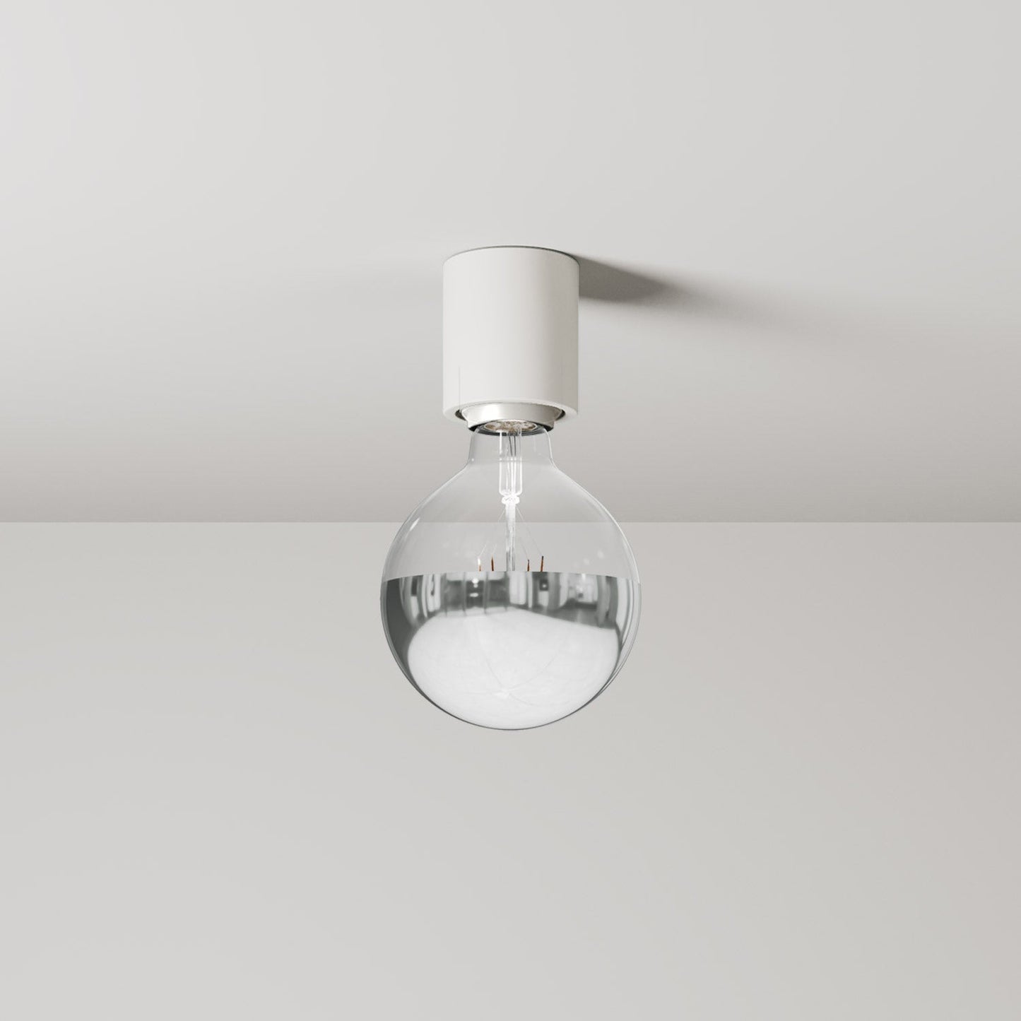 Applique Bianca con lampadina a vista mezza sfera argento - Waterproof IP44 - IO