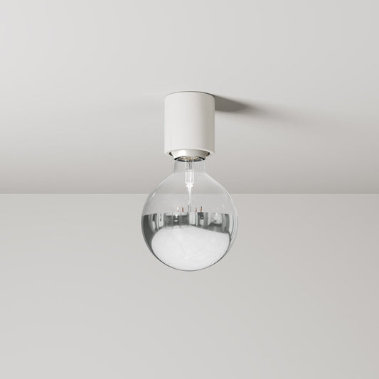 Applique Bianca con lampadina a vista mezza sfera argento - Waterproof IP44 - IO