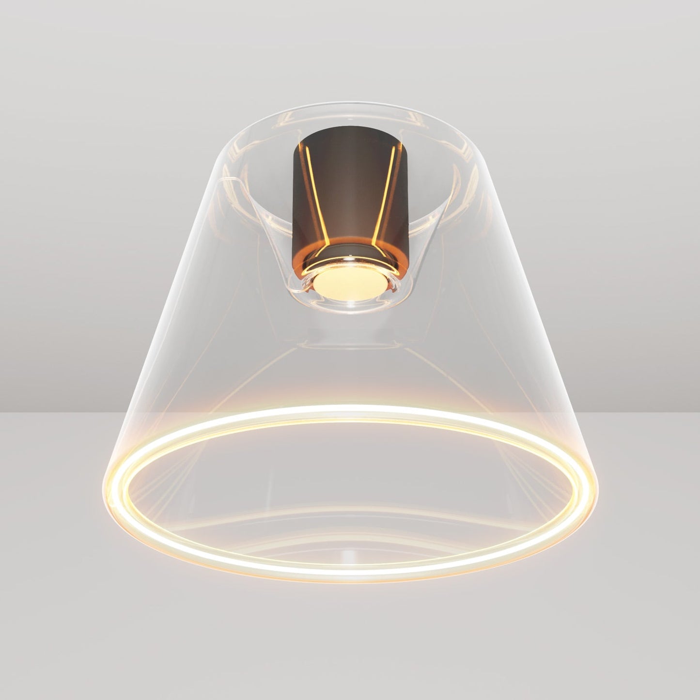 Plafoniera design con lampadina Ghost a cono trasparente - Nero
