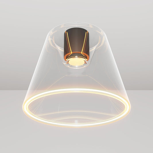 Plafoniera design con lampadina Ghost a cono trasparente - Nero