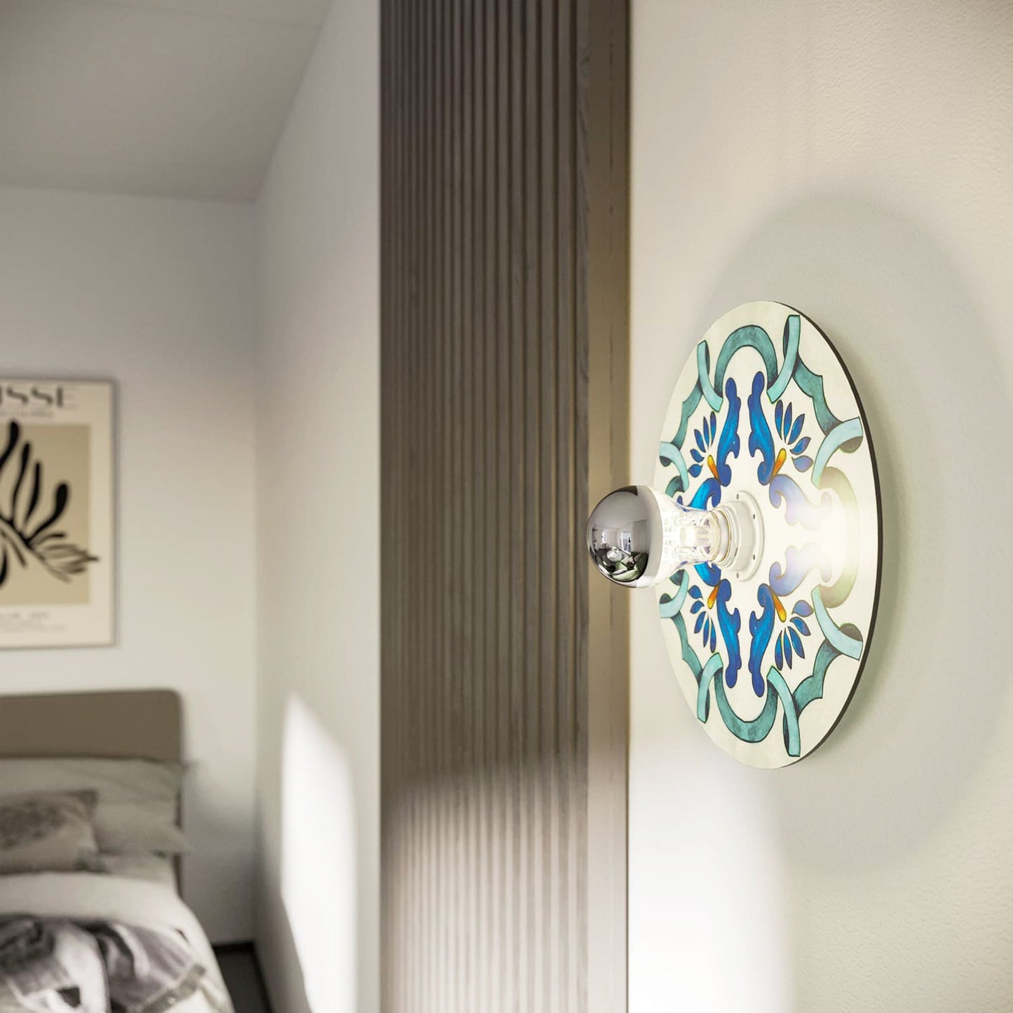 Lampada da parete o soffitto Bianca con paralume a effetto maiolica - Waterproof IP44 - IO