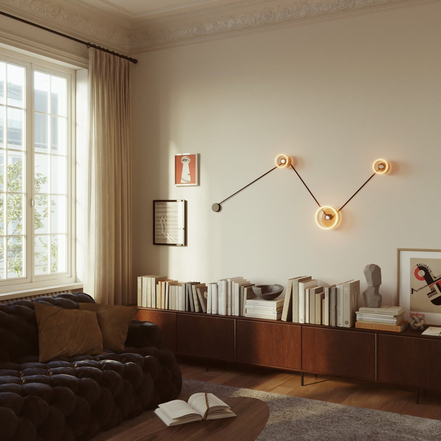 Lampada da parete Spostaluce con 3 lampadine Ghost e cavo nero
