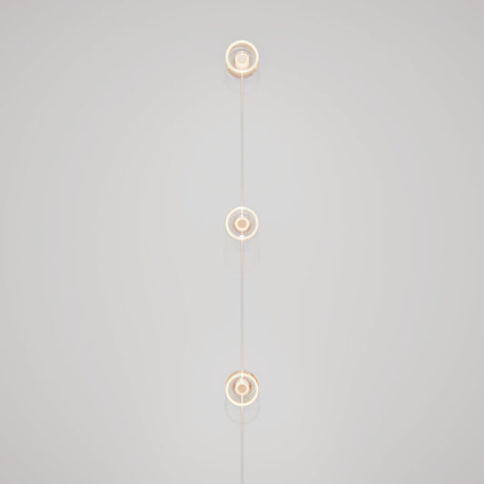 Lampada da parete Spostaluce con spina, 3 lampadine Ghost e cavo grigio melange