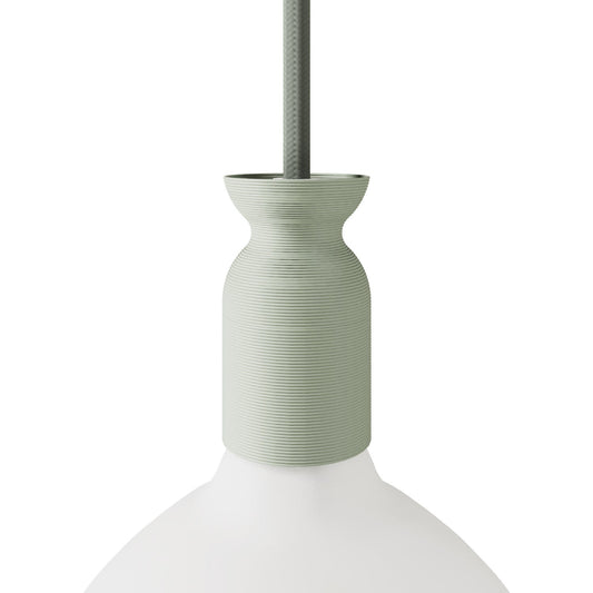 Kit portalampada E27 in plastica riciclata con stampante 3D - Verde salvia