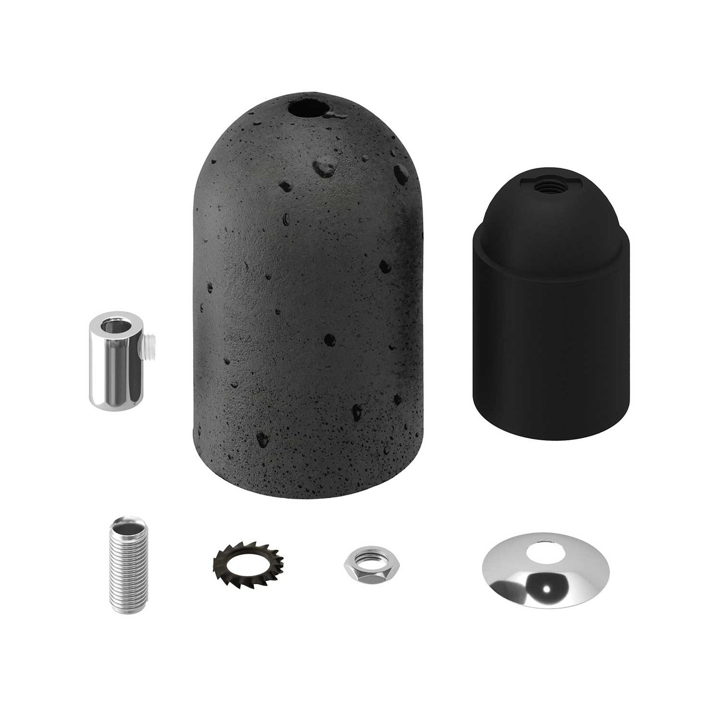 Kit portalampada E27 in cemento - Cemento scuro