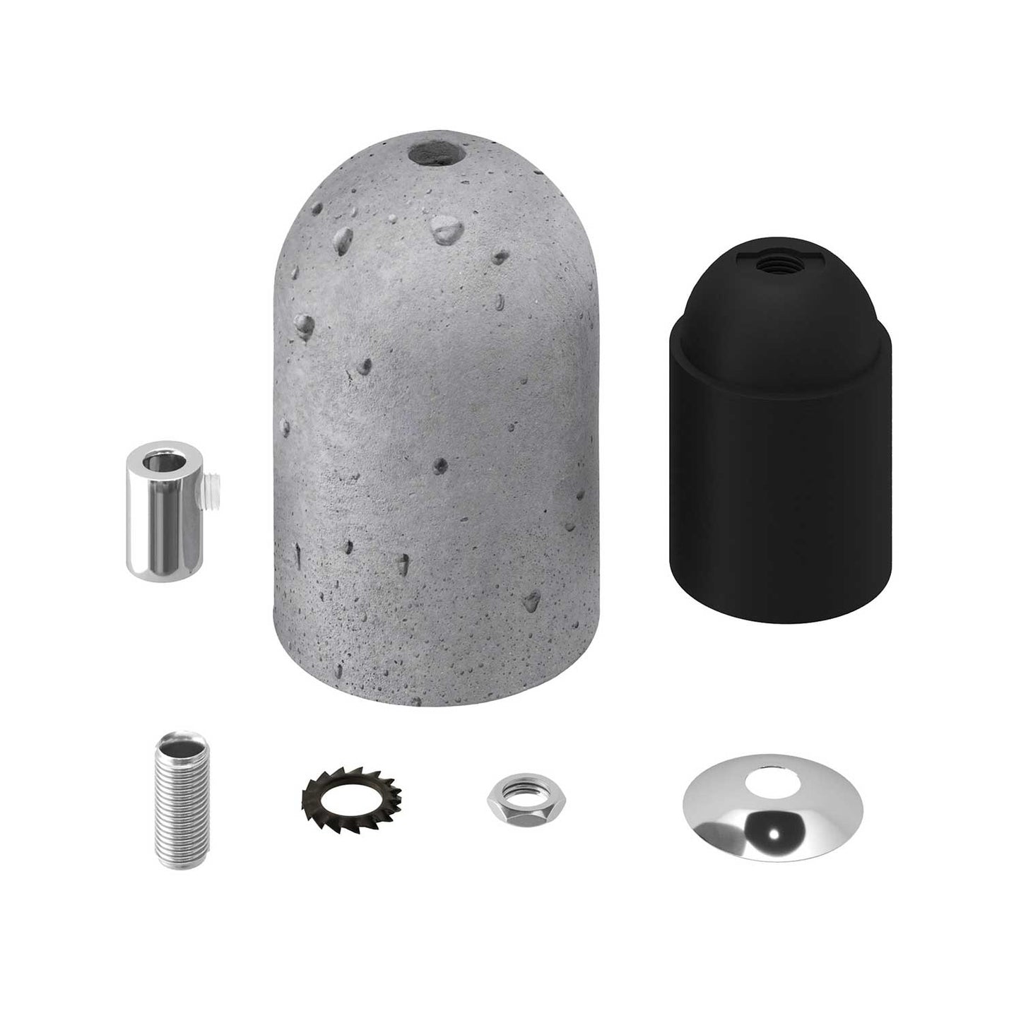 Kit portalampada E27 in cemento - Cemento chiaro
