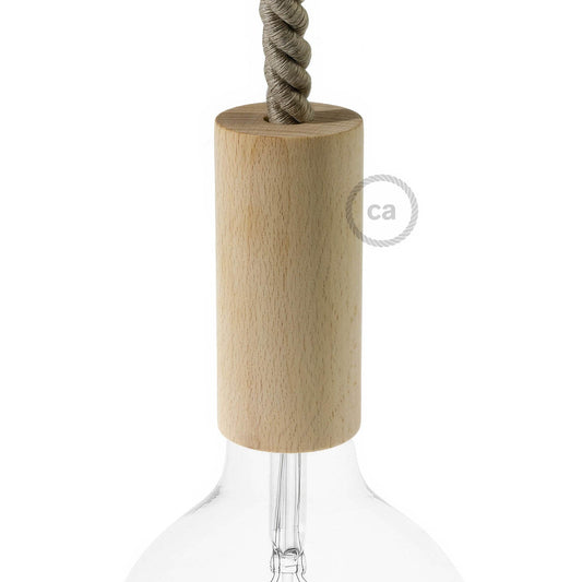 Kit portalampada E27 in legno per cordone XL - Neutro