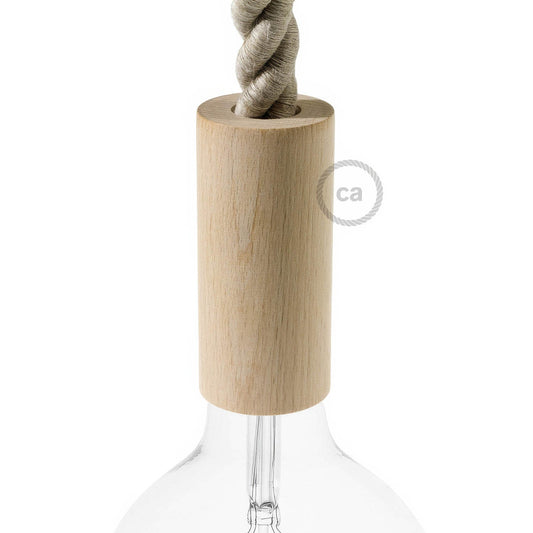 2XL Wooden E26 light bulb socket kit for Rope Cables - Neutral