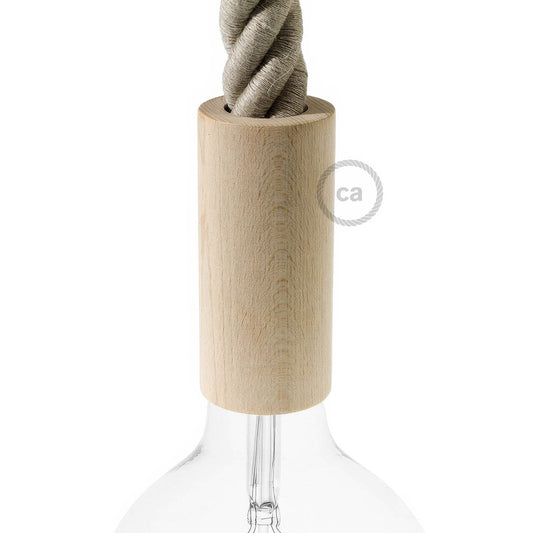 3XL Wooden E26 light bulb socket kit for Rope Cables - Neutral