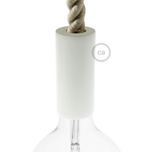 2XL Wooden E26 light bulb socket kit for Rope Cables - White