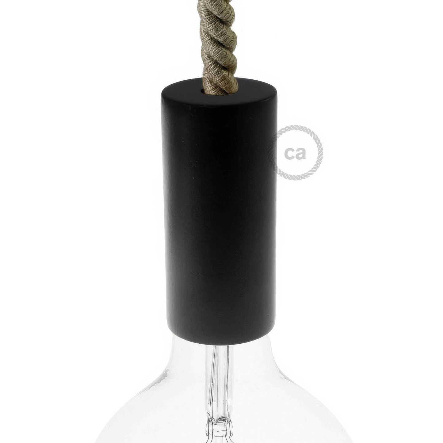 XL Wooden E26 light bulb socket kit for Rope Cables - Black
