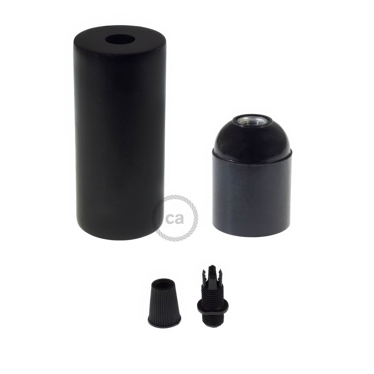XL Wooden E26 light bulb socket kit for Rope Cables - Black