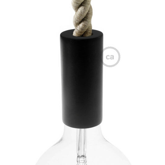 2XL Wooden E26 light bulb socket kit for Rope Cables - Black