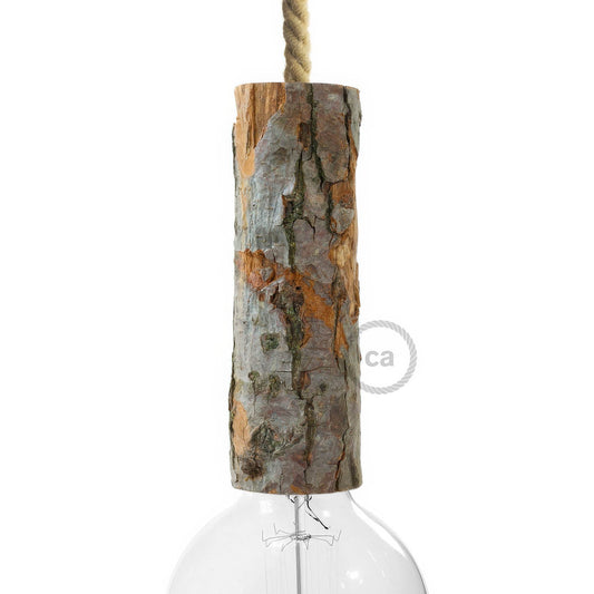 Tall E26 Log Light Socket Kit - Bark
