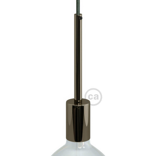 Kit portalampada E27 cilindrico in metallo con serracavo da 15 cm - Nero perla